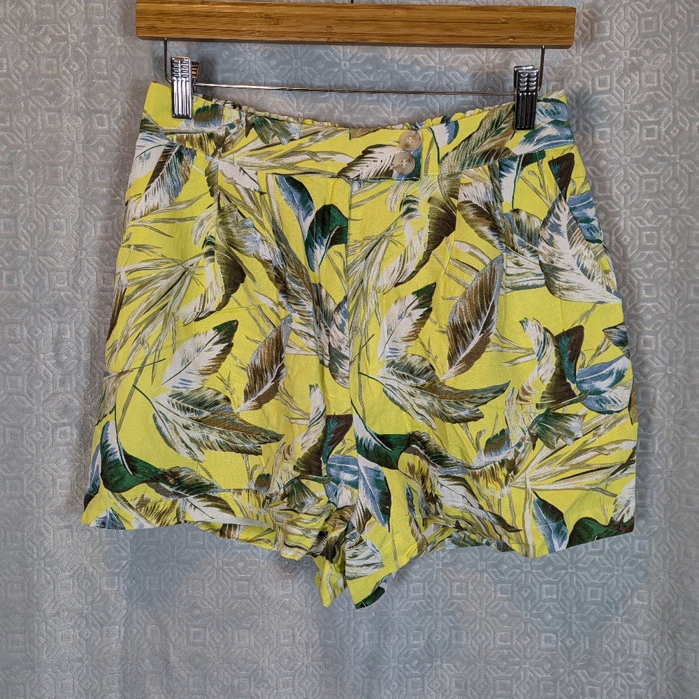 Skies are Blue Linen Rayon Blend Lined Tropical Shorts Size S